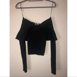 Zara Rib Knit Off the Shoulder Top Size: Small